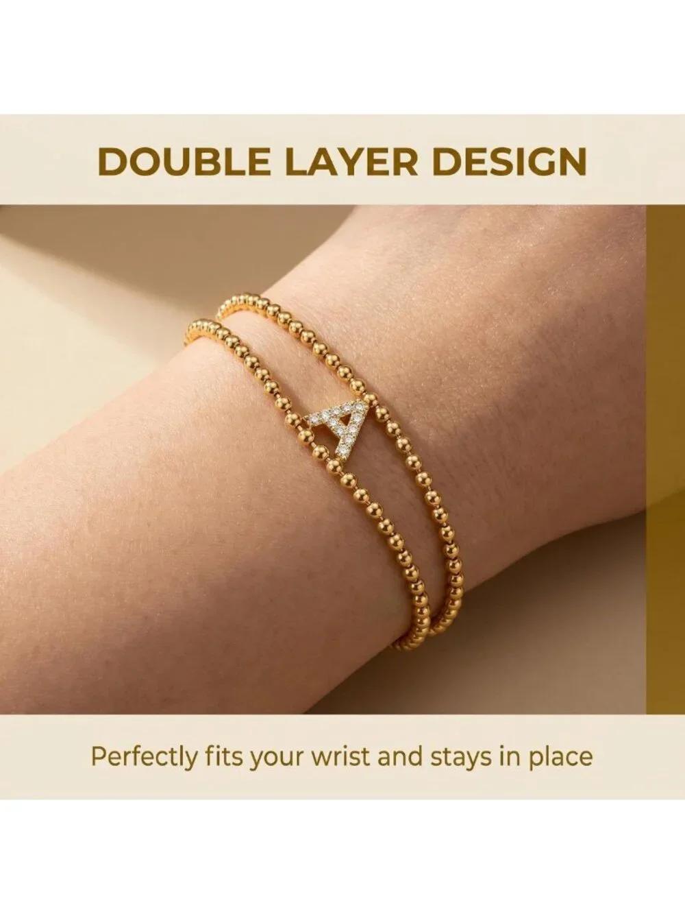 Personalized Initial Bead Bracelet for Women A-Z | Unique Gift for Her
